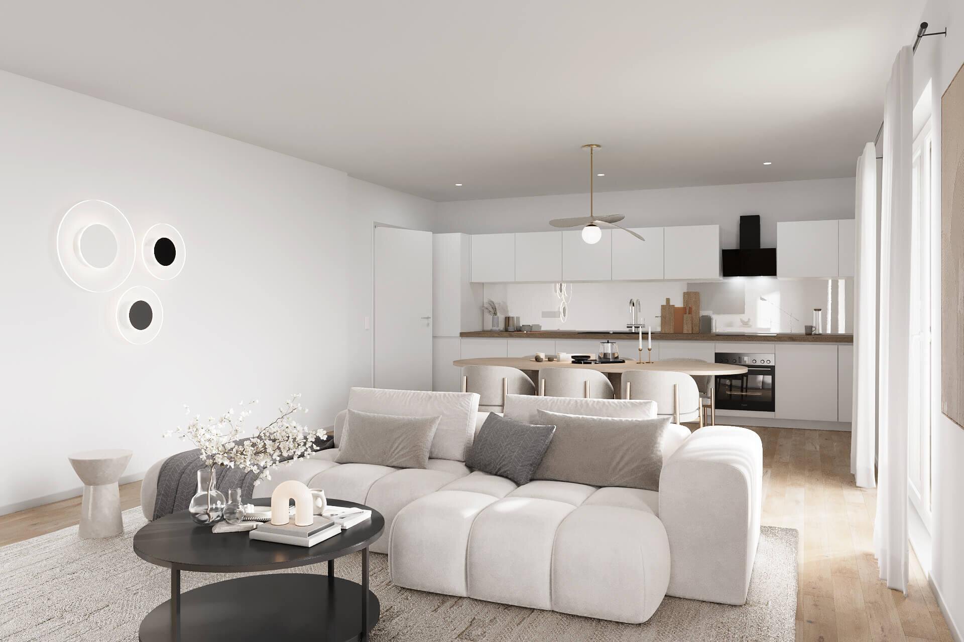 Wohnzimmer mit EBK | © Dawonia Wohnzimmer mit EBK | © Dawonia