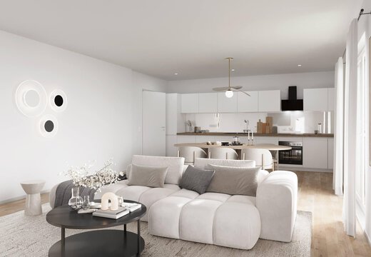 Wohnzimmer mit EBK | © Dawonia