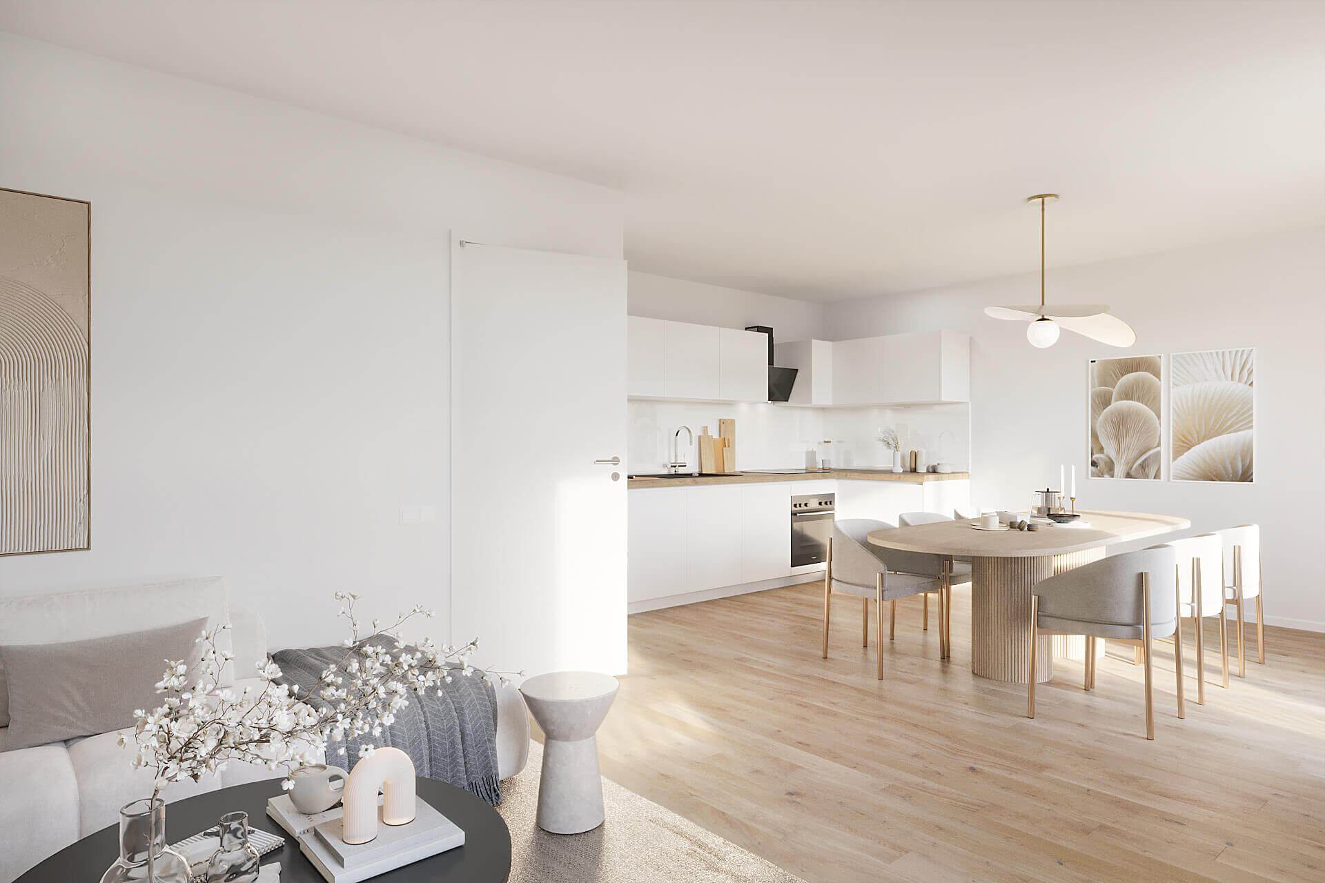 Wohnzimmer mit EBK | © Dawonia Wohnzimmer mit EBK | © Dawonia