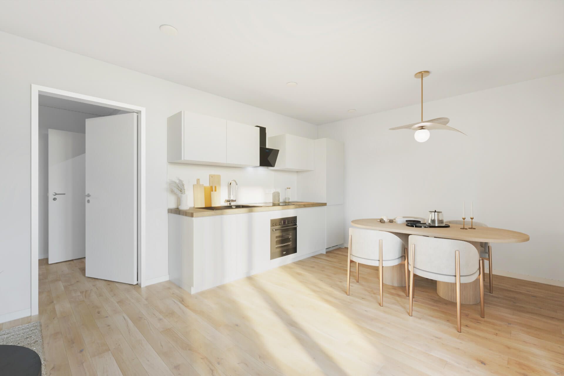 Wohnzimmer mit EBK | © Dawonia