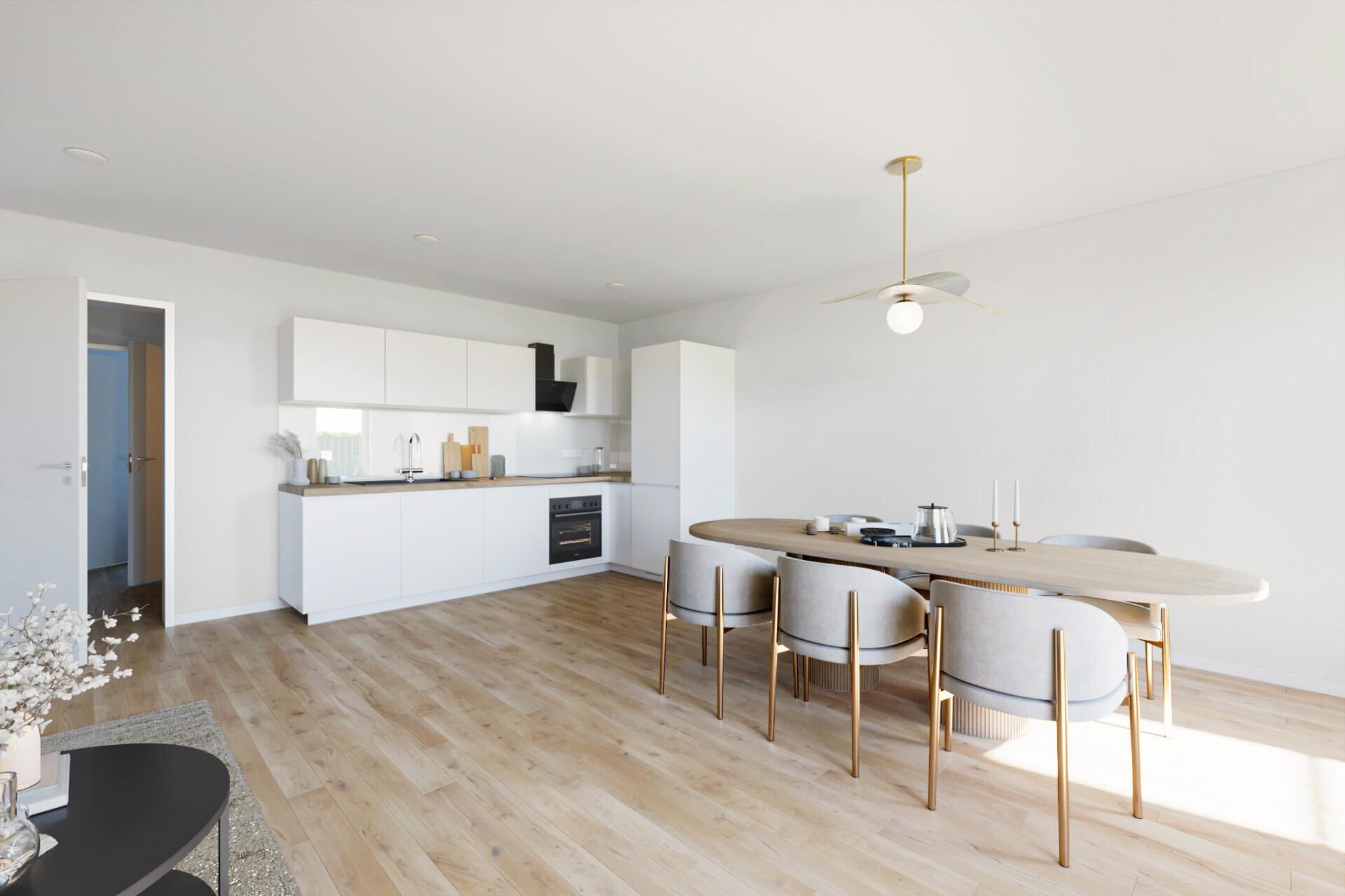 Wohnzimmer mit EBK | © Dawonia